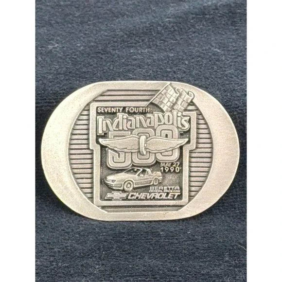 Vintage 1990 Indy 500 Chevrolet Beretta Pace Car‎ Pewter Belt Buckle 100/500