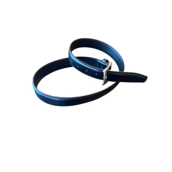Genuine‎ Leather Black Belt With Silver Buckle Size 36 Made In China