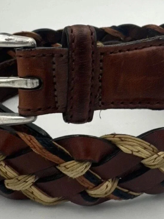 Brighton Vintage Brown Braided Woven Leather Belt