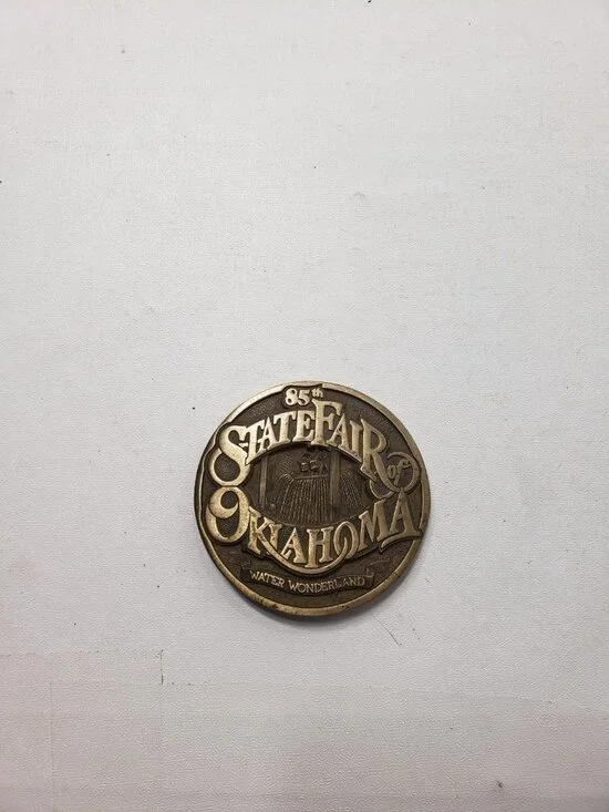 Vintage 85th State Fair of Oklahoma Belt Buckle Brass Tone Souvenir Western