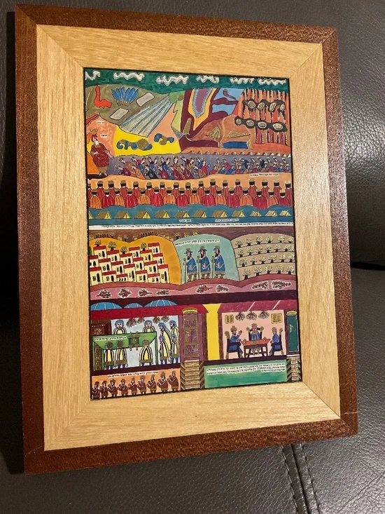 Vintage Judaica Shalom Of Safed TIMBER ART Israel, Moses Receiving the Law