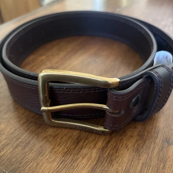 Carhartt Bridle Leather Belt WB5503M Men 38 Brown Dark Brown Brass Buckle EUC