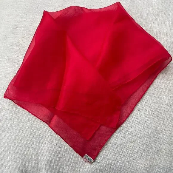 Vintage Hadson Fine Silk Sheer Scarf | 1940s-1950s, Red, Museum-Worthy Rare