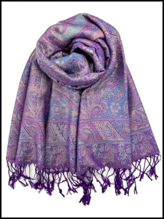 Pashmina Silk Ethnic Paisley Scarf Shawl Wrap Fringe