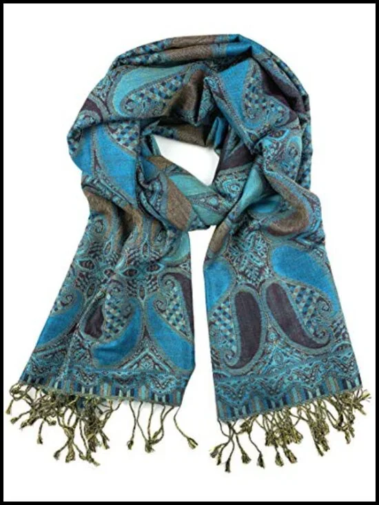 Pashmina Silk Scarf Shawl Wrap Ethnic Jacquard Paisley Pattern