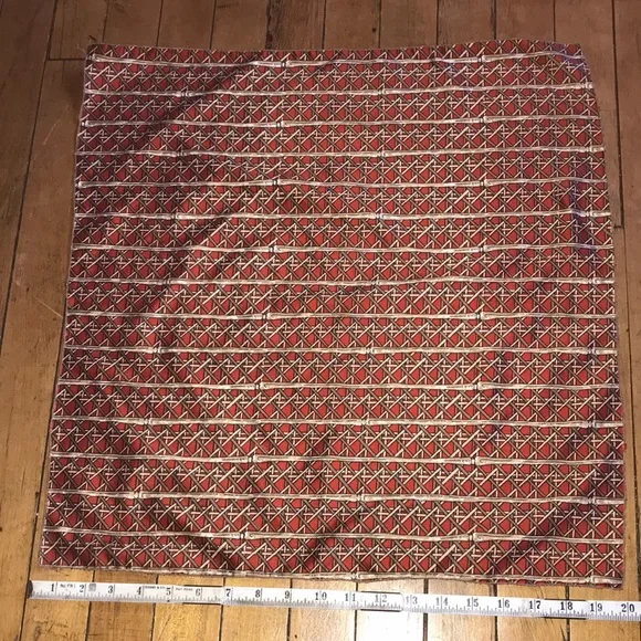 Geometric Red Silk‎ Scarf with Cream & Black Lattice