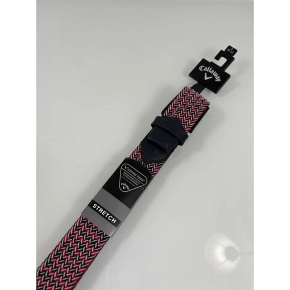 Callaway Mens S Red White Navy Swing Tech Performance Motion Braided Belt NWT