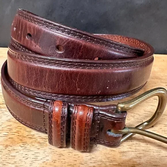 Vintage Mahogany Oil Tanned Cowhide  brass Buckle Mens Size Large 34-36