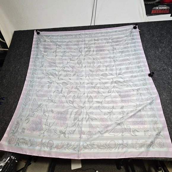Vintage Made in Italy Floral Paisley Square‎ Scarf Lavender Sage Green 46x46