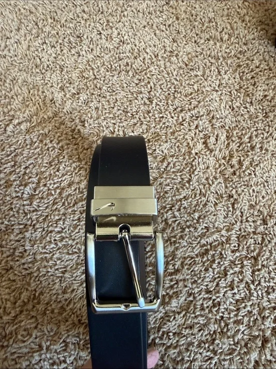 Nike Men's Black Belt with Polished Silver Buckle
