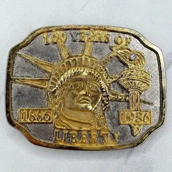 Vintage 1986 100 Years of Liberty America Belt Buckle