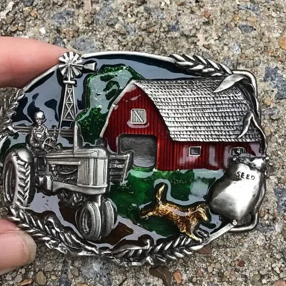 Vintage 1981 Bergamot Brass Original Farm Tractor Belt Buckle