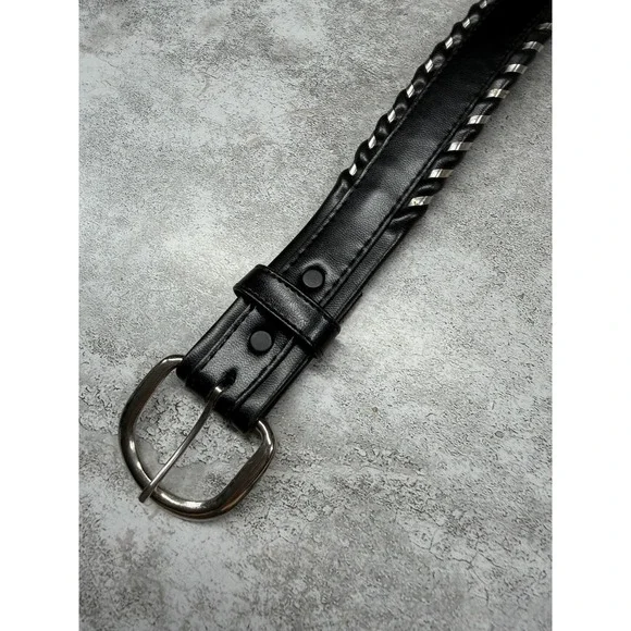 Cimarron Belt Corp. Belt‎ Mens 34 Black Leather Western Braided Edge Made In USA