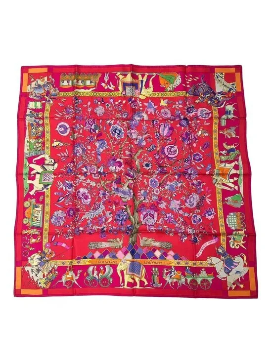 Hermes Scarf Silk Fantaisies Indiennes Dazzling India Pink