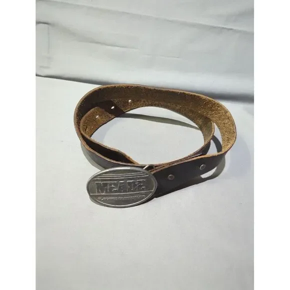 Vintage 1986‎ Bergamot Brass Works Meade Electric Co Belt Buckle Leather Mens