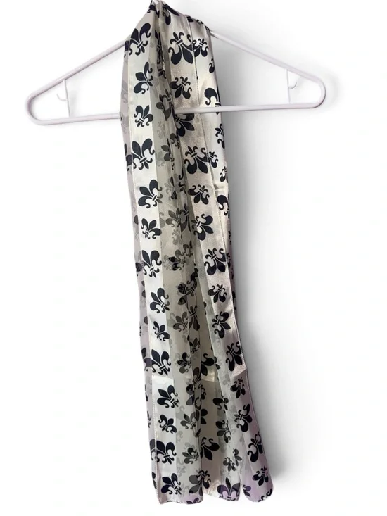 Elegant Black & Cream Fleur-Print Silk Scarf