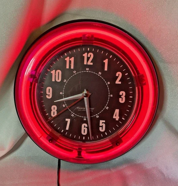 Sterling & Noble 22336 Neon Retro Wall Clock Pink Analog Quartz 11