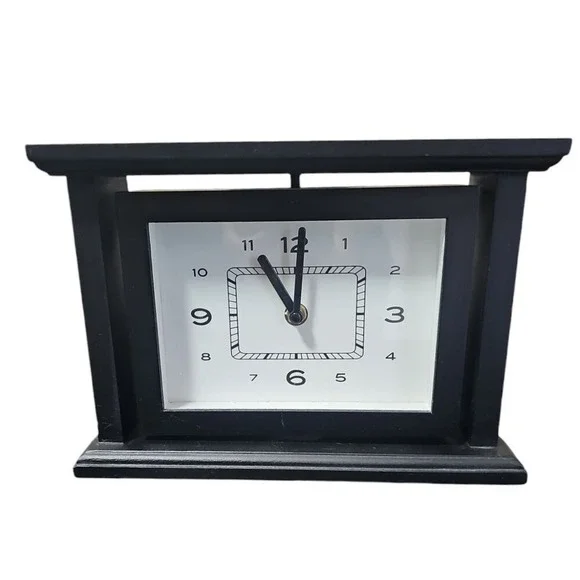 Melannco Elegant Black Clock Picture Frame Modern Design‎ Tabletop Timepiece
