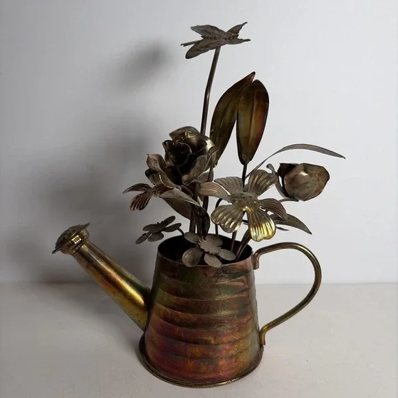 VTG Berkeley Copper Watering Can Floral Butterfly Music Box 