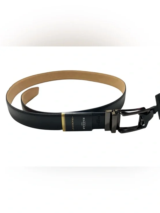 Haggar H26 Tracklock XL 42-44 Black Adjustable Men’s Dress Belt Office Formal