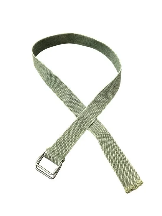 45 in Canvas Adjustable Belt Olive Green Metal Buckle Minimalist Techwear