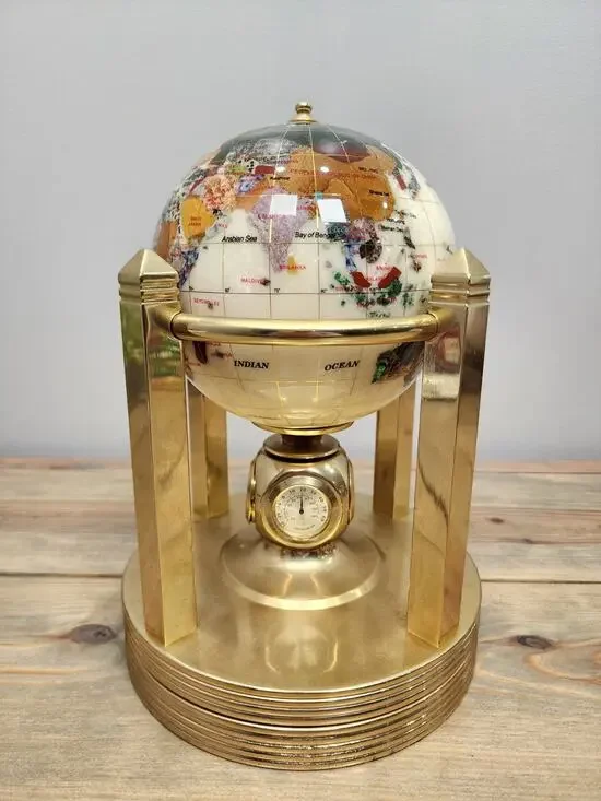 Alexander Kalifano Gemstone World Globe Mother of Pearl 10