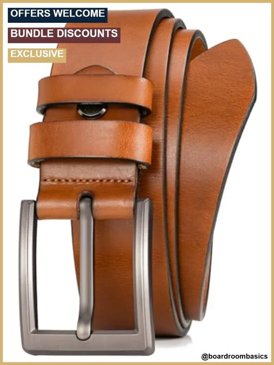Men's Full Grain Leather Belt 1.5 Inch Italian Real Solid Cowhide 38mm