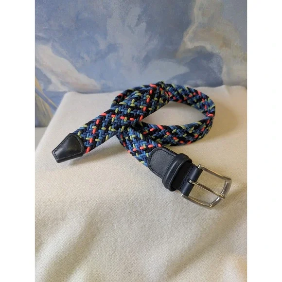 NEW! Barneys New York Mens Multi Color Woven Stretch Belt SZ 36