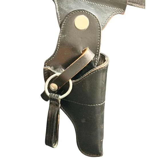 Vintage Black Leather Gun Holster Belt Set Right Hand Ammo Loops Western 39in