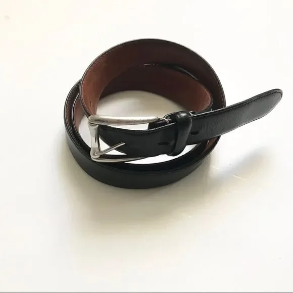 ** Cole Haan ** black leather belt silver buckle