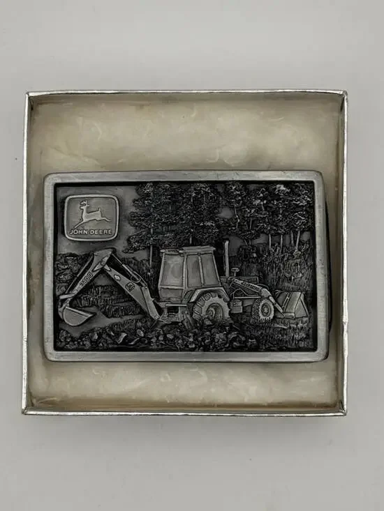 John Deere 1995 Backhoe Loader Belt Buckle Presentation Box Rectangular Western