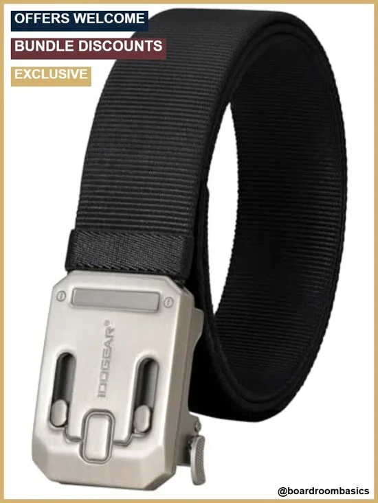 Heavy Duty Nylon Ratchet Belt No-Hole Automatic Slide Buckle Tactical Casual