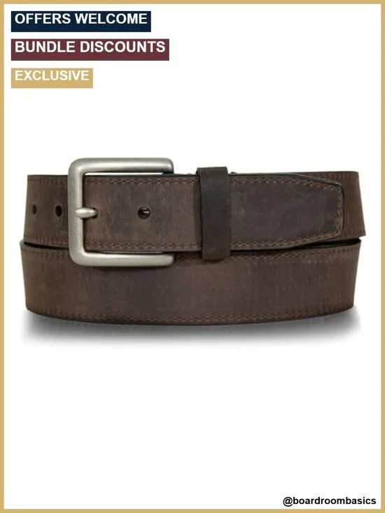 Full Grain Leather Belt Heavy Duty Durable Work Casual Classic Metal Buckle