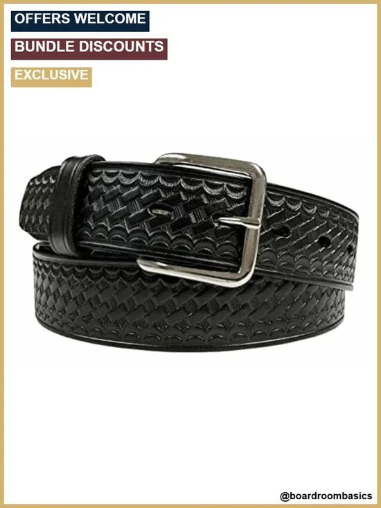 Genuine Leather Basketweave Work Belt 1.5