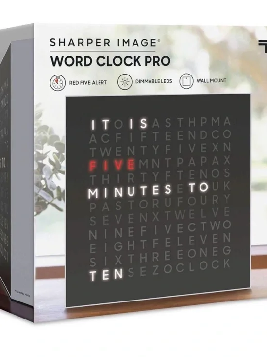 Sharper Image Word Clock Pro in Black and Red Accent