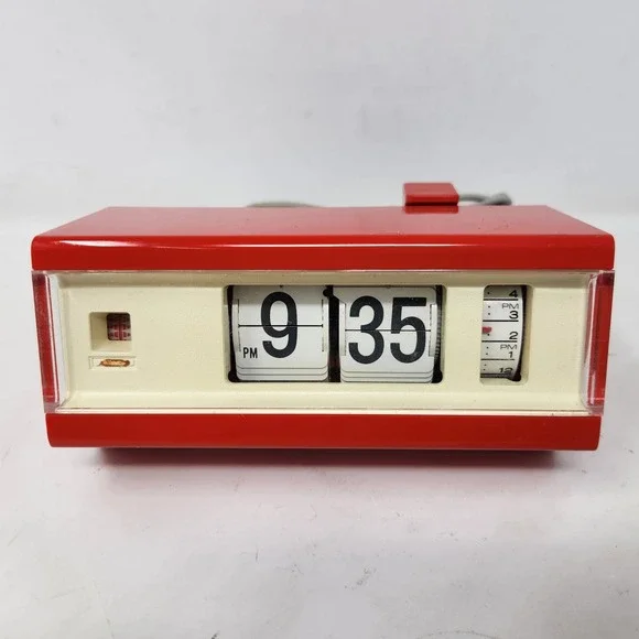 Vintage Copal 227 Red Flip Clock Alarm Japan Mid Century Modern READ