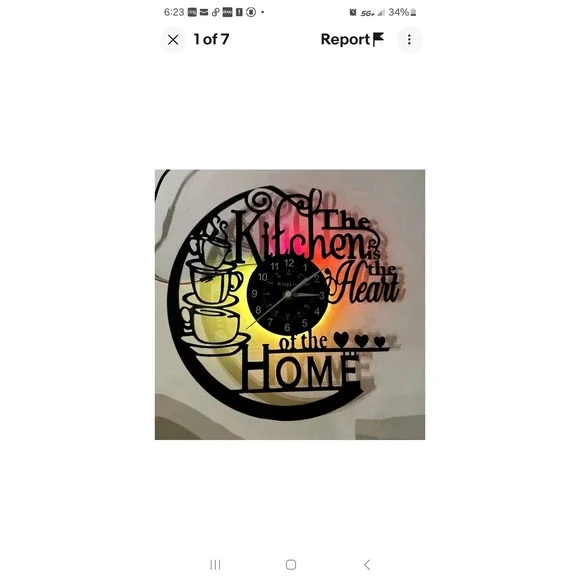 Inthetime LED Vinyl Wall Clock Kitchen Heart of Home Coffee Decor w/Remote‎ A1
