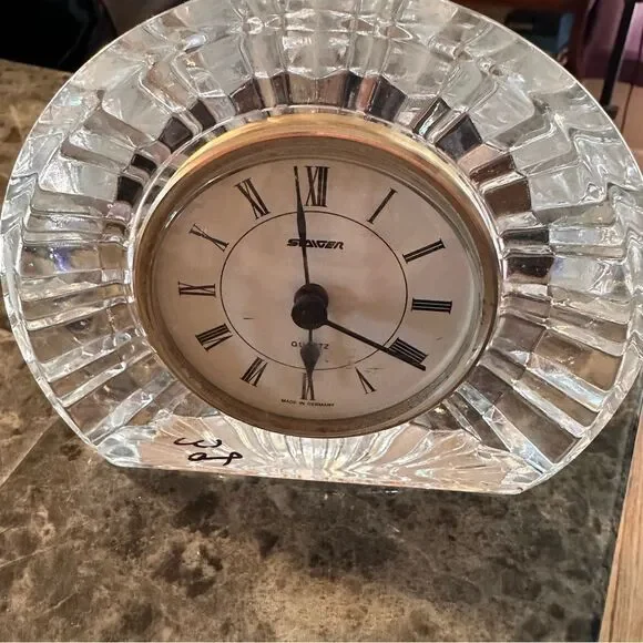 Vintage Staiger Mantle Clock with Cut Crystal Case and Quartz Movement