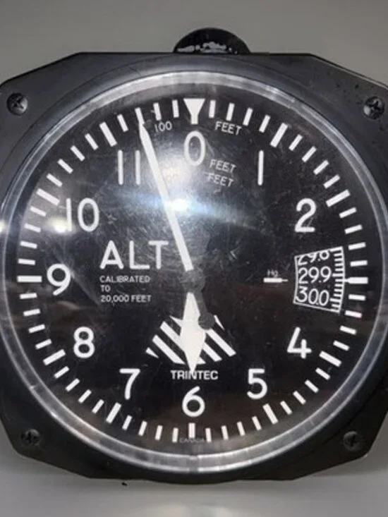 Trintec Black Aviation Airplane Gauge Altitude Altimeter Analog Wall Clock 10”