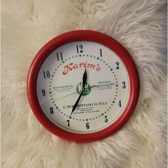 🆕️⏰️Vintage Clock Karim's Rice Reprocessing Mills & C Purhottam Co WLL Kuwait