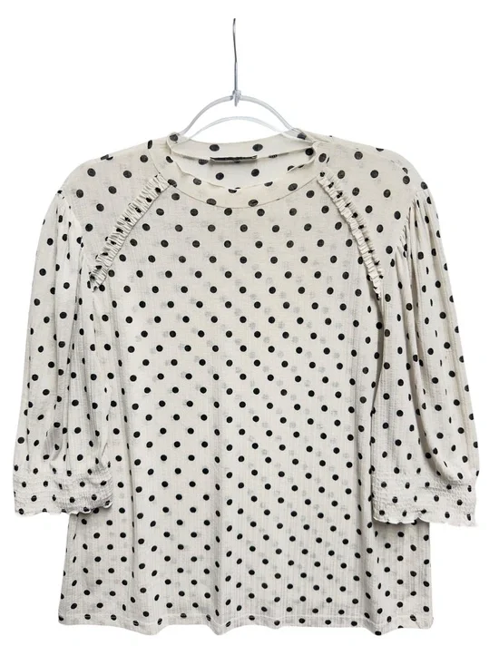 Gauzy Knit Polka Dot Blouse Top