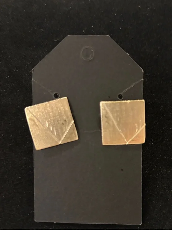 Gold-Tone Square Geometric Cufflinks-Vintage