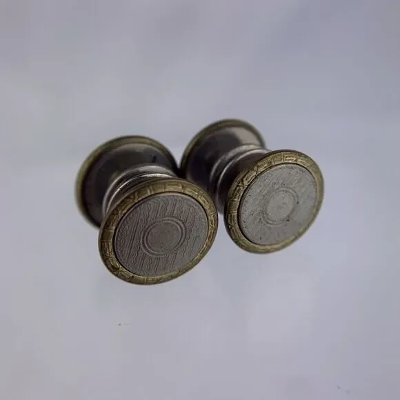 Art Deco Wavy Silver Gold Tone Cufflinks Repousse Snap Link Vintage