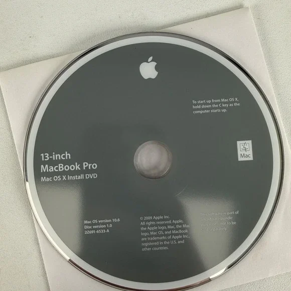 Apple MacBook Pro 13-inch Mac OS X Install DVD 2009 Disc