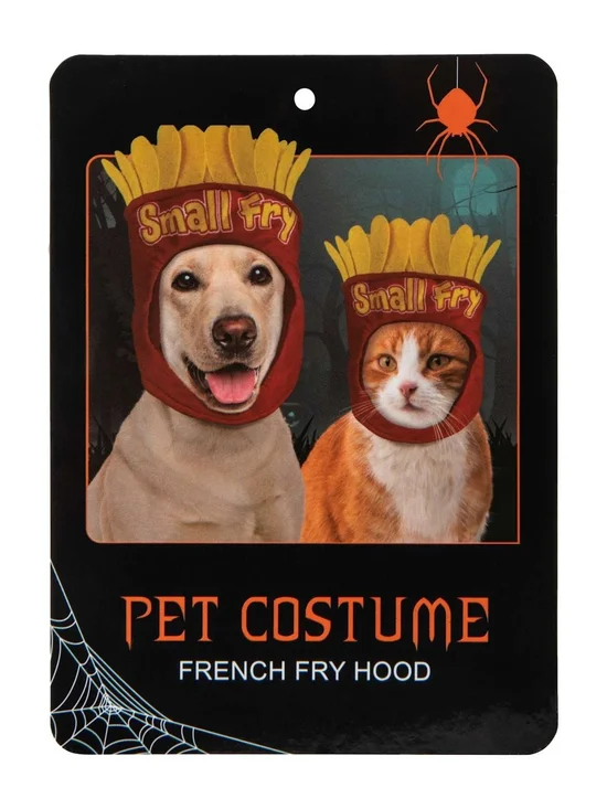 French Fry Hood Pet Costume - Red & Yellow XS/S