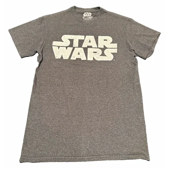 Star Wars Episode IV Logo Graphic Gray Short Sleeve T-Shirt, Size Small 2007