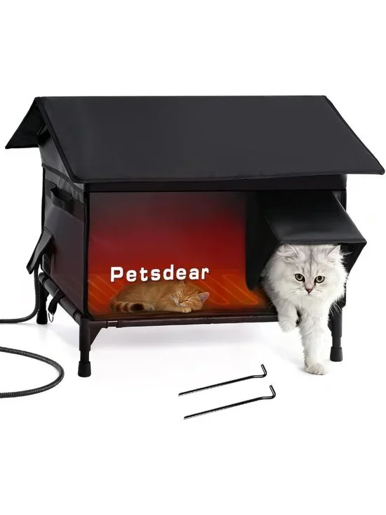 Large Heated Outdoor Cat House - Weatherproof Shelter for Multiple Cats, Cozy