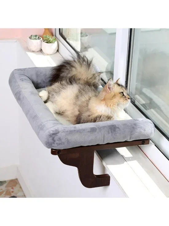 Cozy Cat Window Perch with Bolster - Orthopedic Hammock, Sturdy Metal Frame