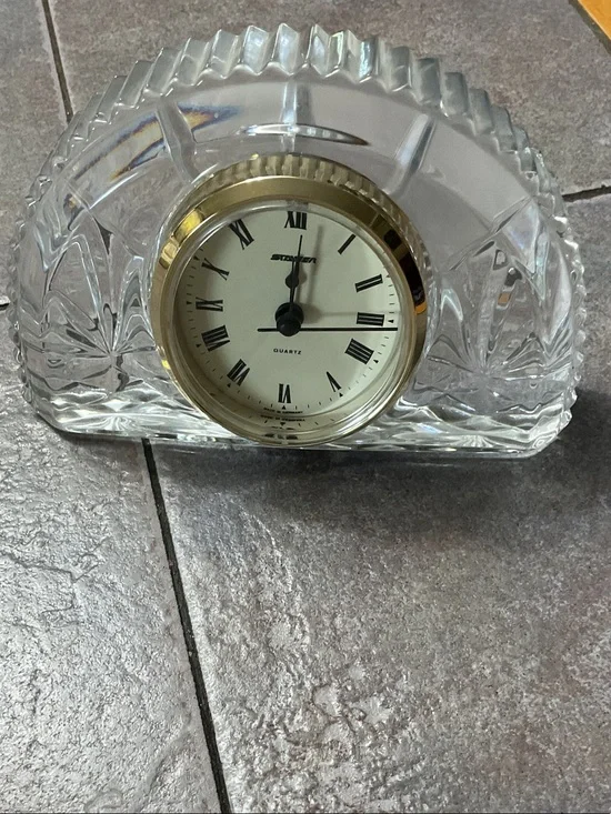 Crystal Mantel Clock with Gold Bezel - Clear