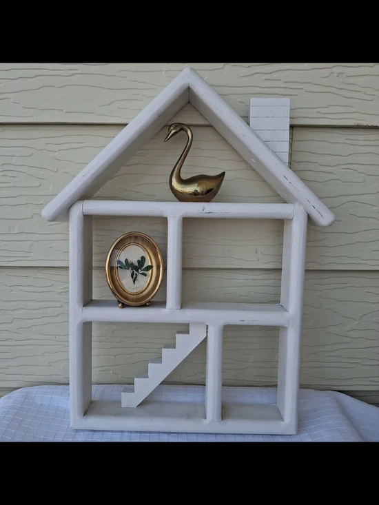 White Wooden House-Shaped Wall Shelf